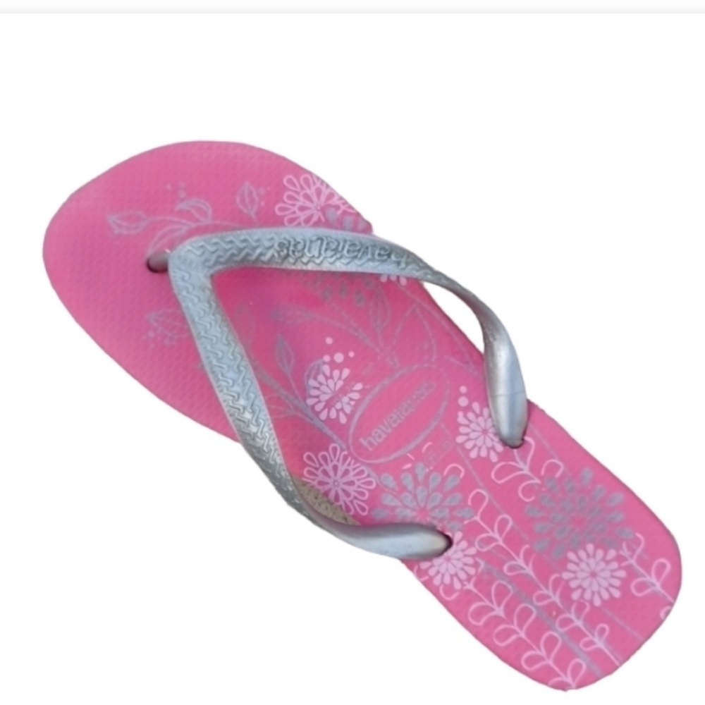 Havaianas pink flower flip flop Womens Thong Sandal 7 8 barbiecore Festival